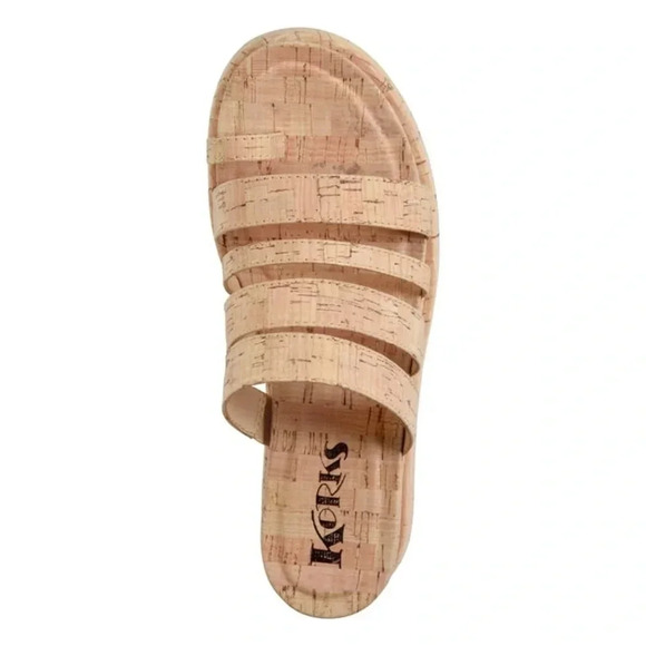 Kork’s Platform Leather & Cork Toe Loop Maya Strappy Round Tie Wedge Sandals - Picture 2 of 11